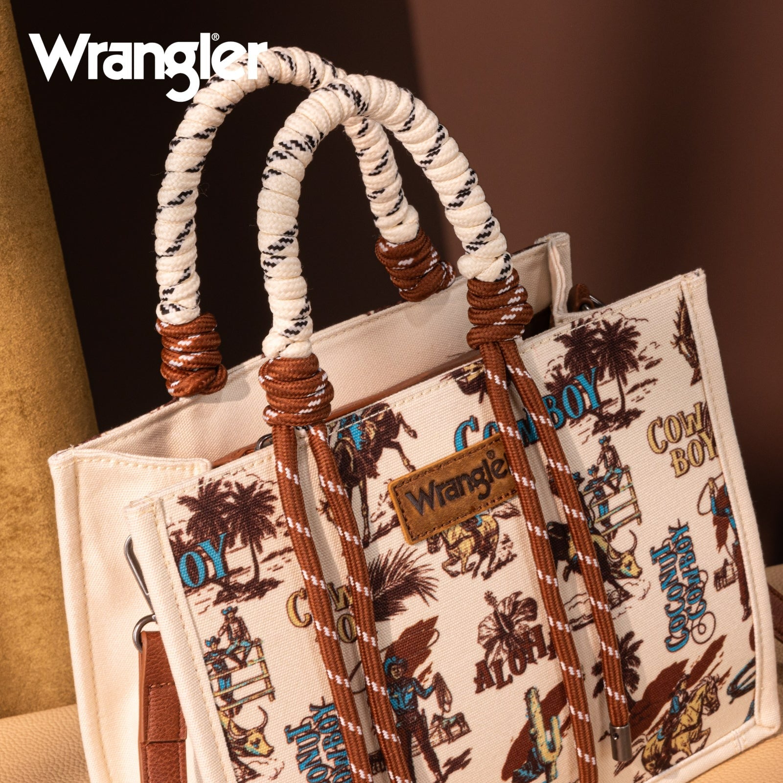 The Coconut Cowboy Wrangler Mini Rope Tote Purse in Tan