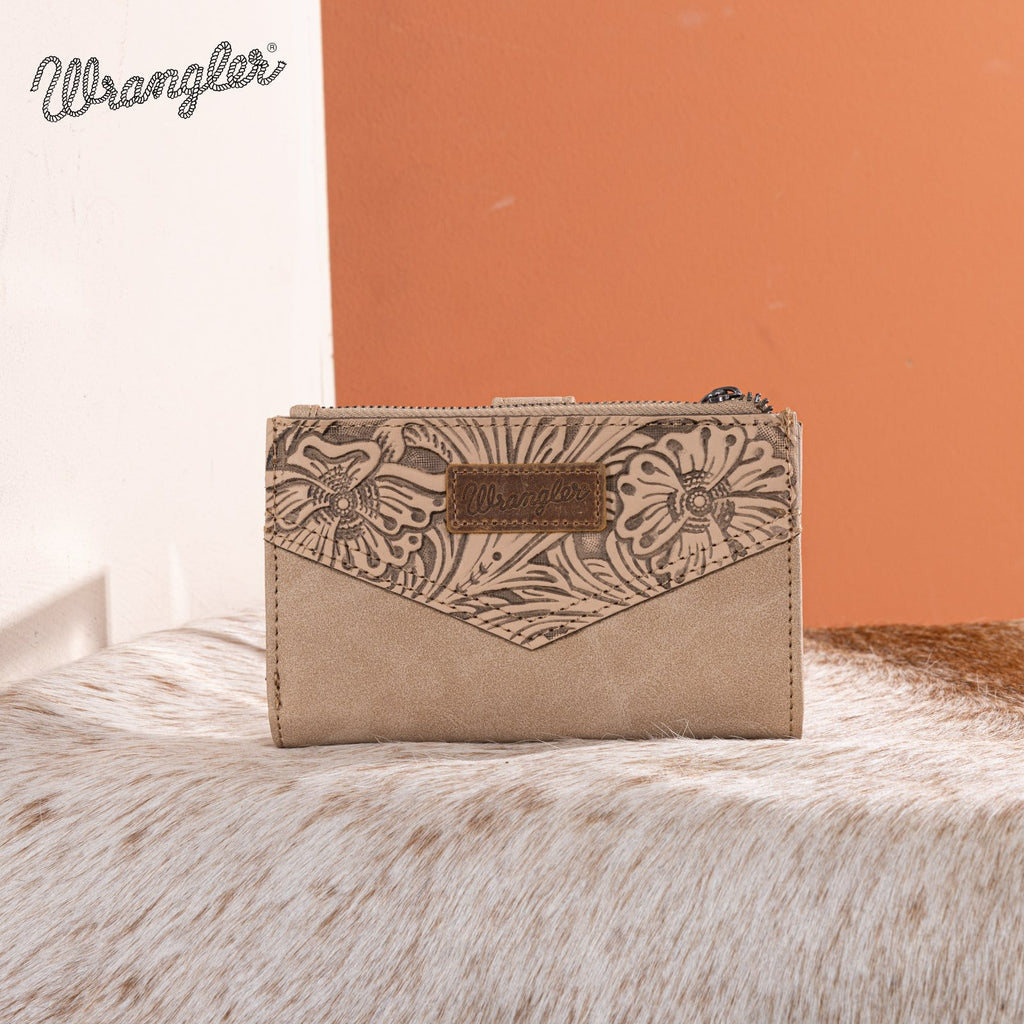 The Donna Jo Carved Wrangler Wallet - Cremello