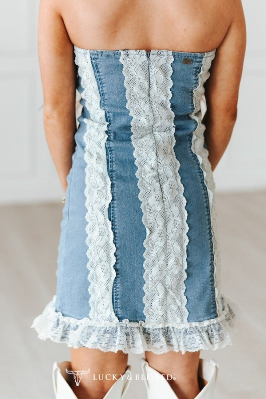 Lacey Dream Denim Dress by Lucky & Blessed