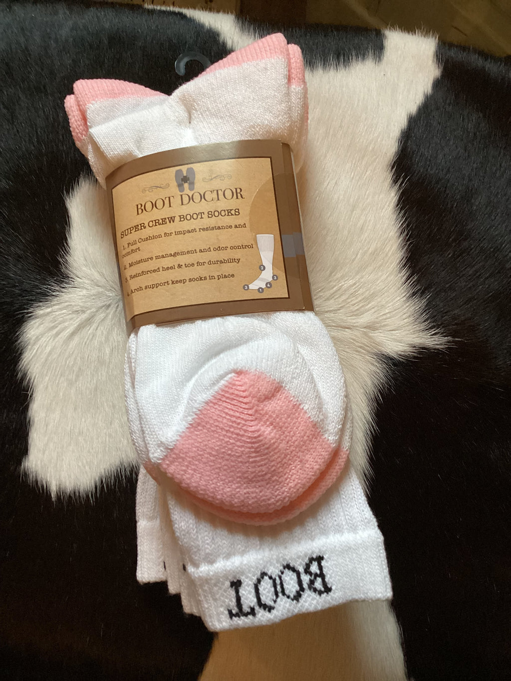 White/Pink Boot Doctor 3 Pack Socks