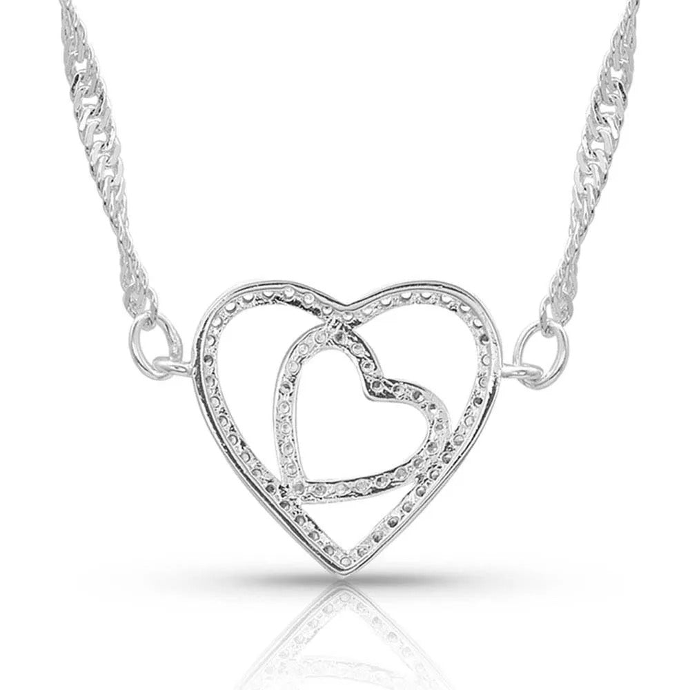 Double Open Heart Split Necklace by Montana Silversmiths