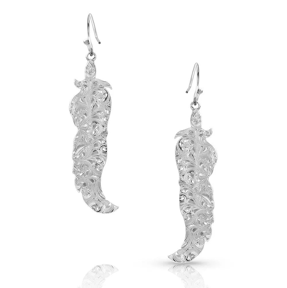 Twisted Rose Feather Earrings by Montana Silversmiths