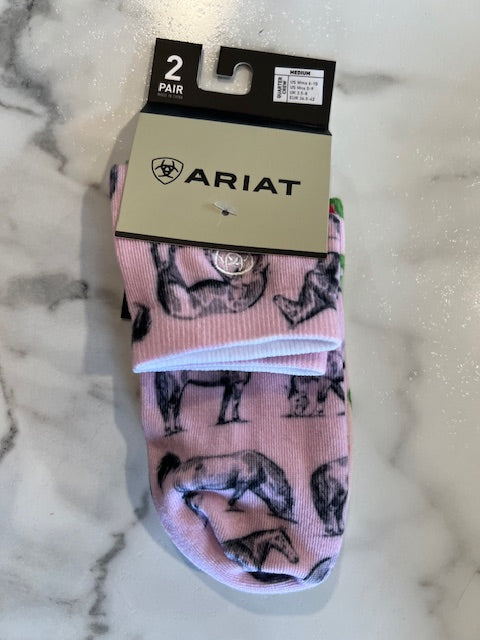 Ariat Women's Horse/Cactus Print Ankle Socks - 2 Pack