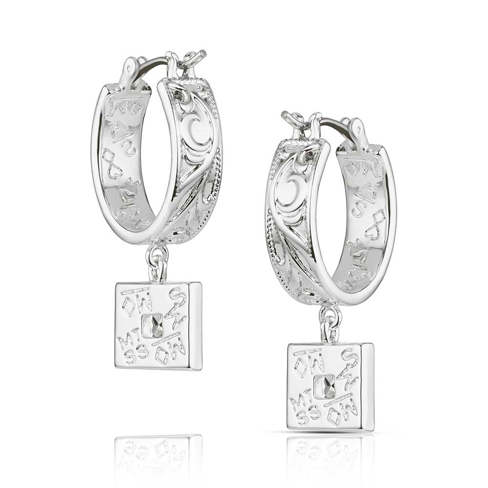 Desert Whirl Engraved Hoop Earrings by Montana Silversmiths