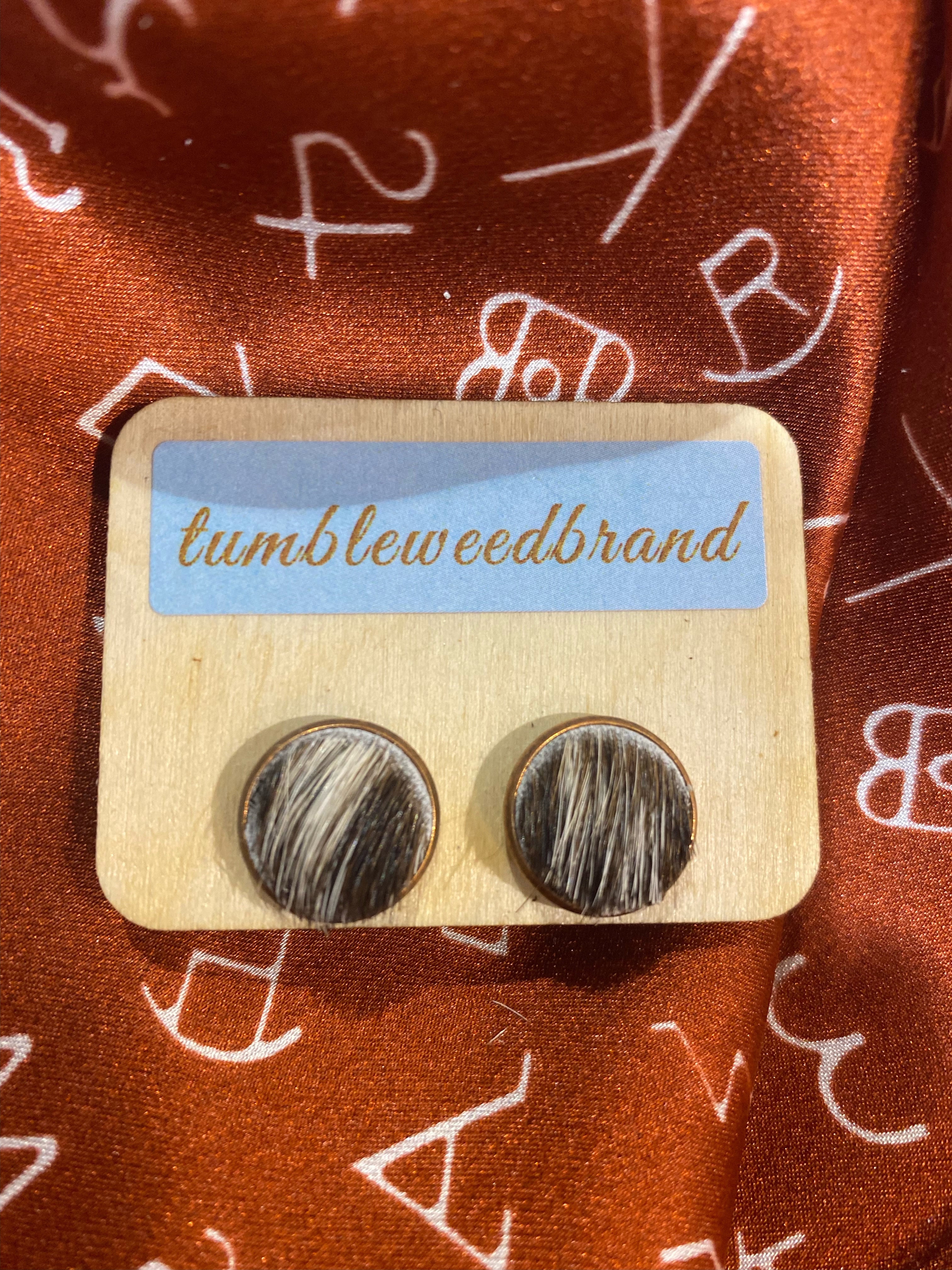 Buttonbelle Cowhide Stud Earring (Small)