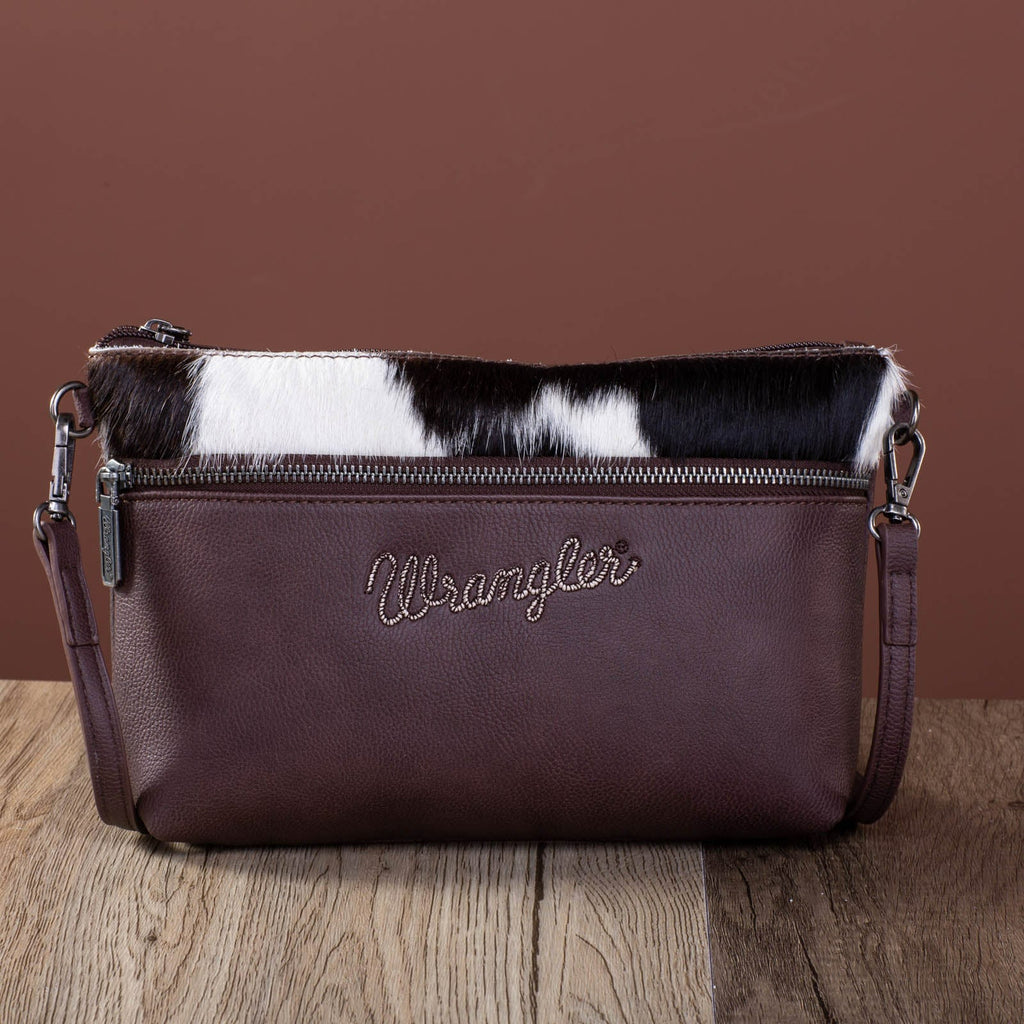 The Betty Joe Crossbody with Cowhide Purse by Wrangler - Coffee