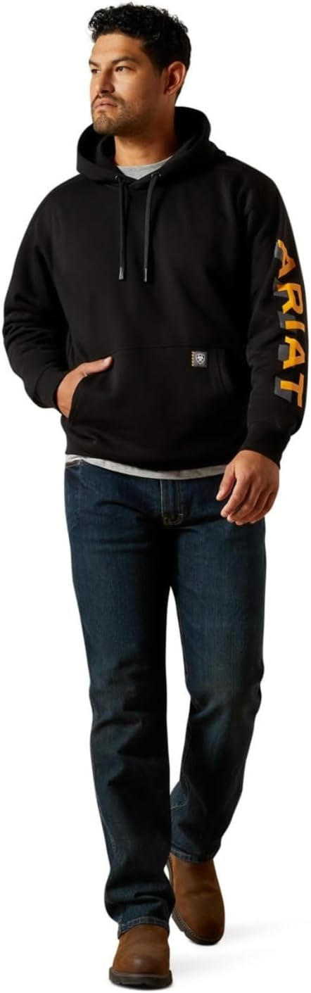 Ariat Men's Rebar Black Lightweight Logo Hoodie