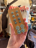 Concho Cluster Turquoise Earrings - 6 pairs