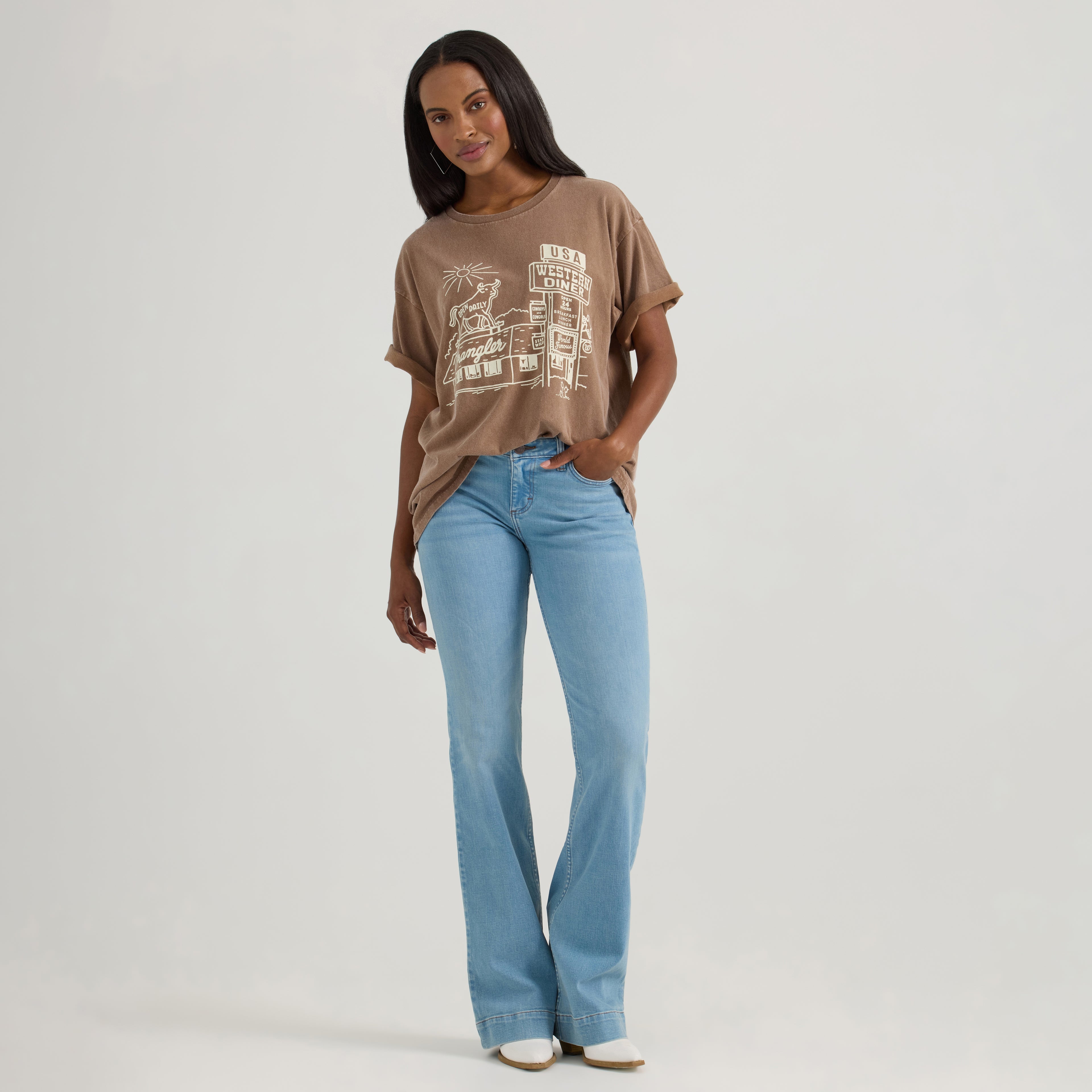 World Famous Western Diner Oversized Tee by Wrangler