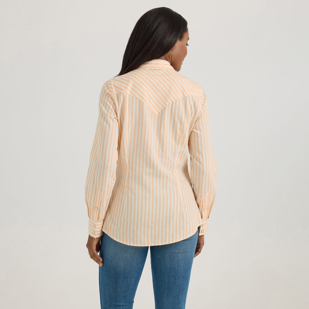 The Peachy Keen Striped Pearl Snap Shirt by Wrangler