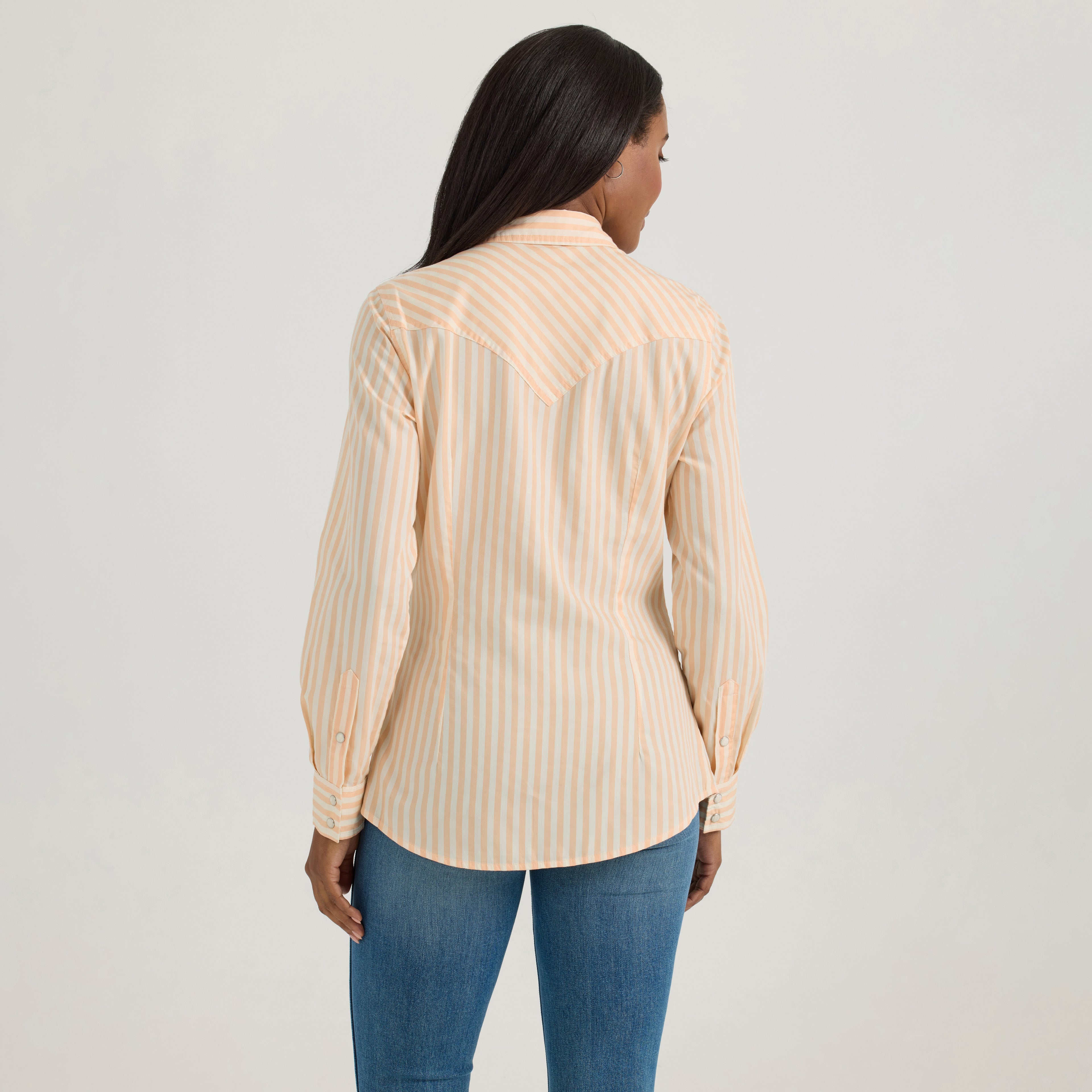 The Peachy Keen Striped Pearl Snap Shirt by Wrangler